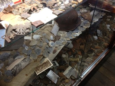 Helmet, medals, and other artifacts